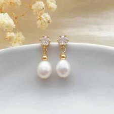 Pearl Stud Dainty Earrings Minimalist Wedding Earrings Valentine's gift