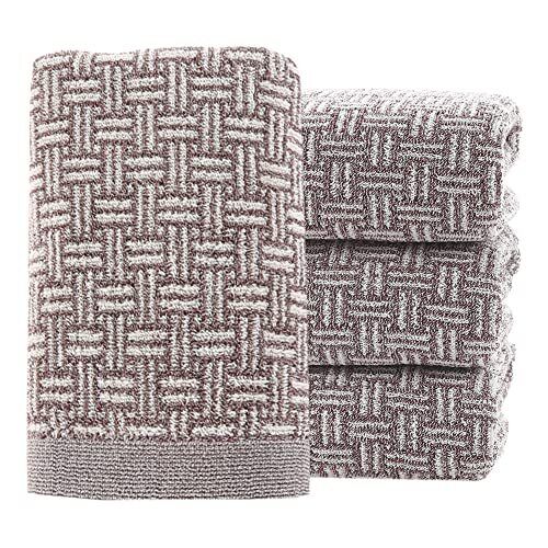Hand Towels Set Of 4 Checkered Pattern 100% Cotton Absorbent Soft Decorative Tow
