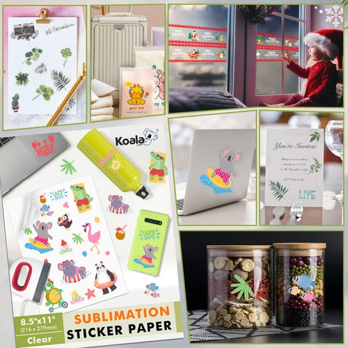 Lot Koala Sublimation Sticker Paper Waterproof Glossy White/Matte White /Clear - Afbeelding 27 van 27