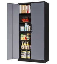 71'' Metal Storage Cabinet 900lb Tall Locking Adjustable Shelves Garage Cabinets