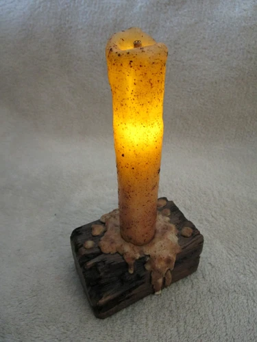 6" Battery Operated Drip Candle with Base item # 13030 ivory TIMER