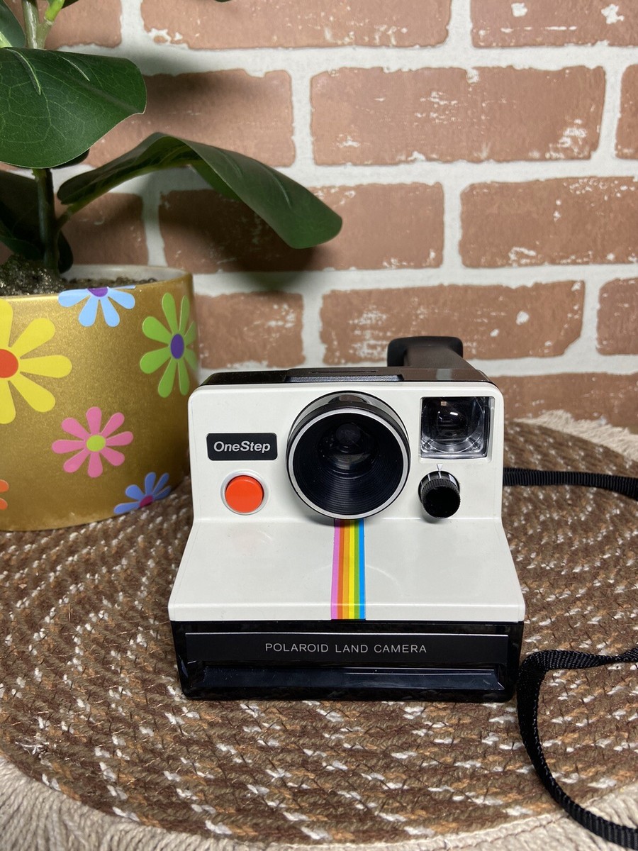Vintage Polaroid SX-70 OneStep White Rainbow Stripe Instant Camera