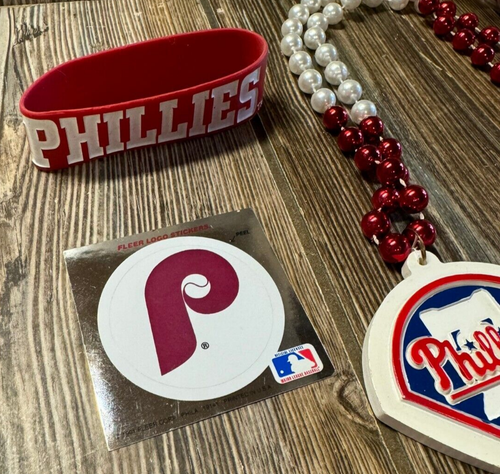 Set of 6 Philadelphia Phillies Adult Fan Items~Phanatics~Beads~Sticker~More - Picture 3 of 5