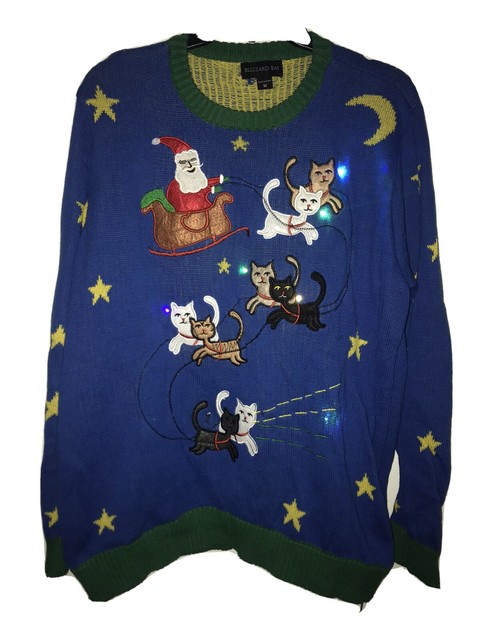 light up cat christmas sweater