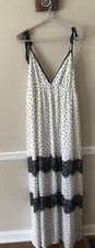NWT Forever 21 Juniors Size Large Ivory Black Polka Dot Maxi Dress Sleeveless