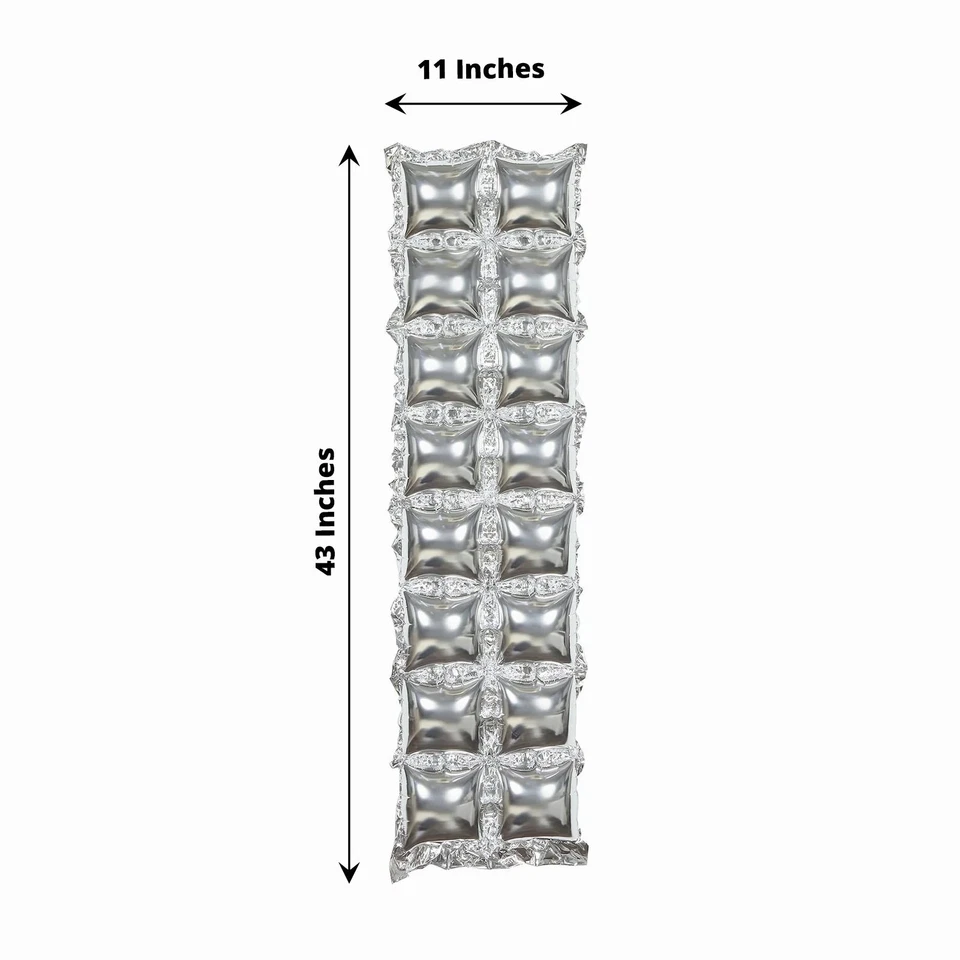 10 Silver 43" x 11" Square Design Mylar Foil Balloons Wall Backdrop Events - Image 4 of 4