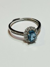 Elegant 925 Sterling Silver London Blue Topaz Cubic Zirconia Ring