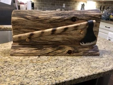 Hatchet, Hammer, Tomahawk, Hand Axe, Custom Display. Made From Spalted Sycamore