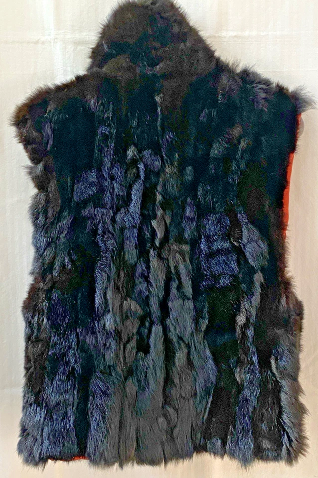 Chaleco de piel genuina con cuello de cremallera completa marrón piel de zarigüeya talla S Mob Wife Foto 3 de 4