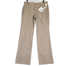 Dockers Khaki Pants Women's 10 Beige Stretch Straight Leg Flat Front Classic NWT