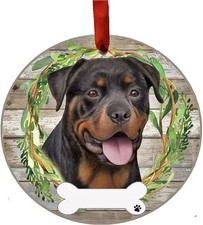 Rottweiler Ornament - E S Pets, DIY Personalizable, Ceramic Round Ornament
