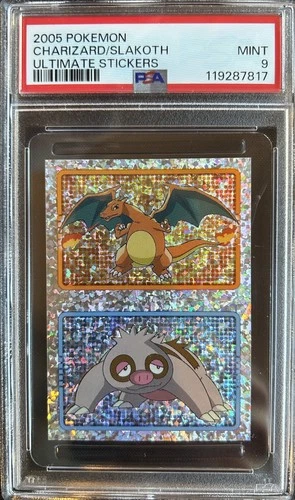 2005 Merlin Pokemon Ultimate Stickers Charizard/Slakoth - PSA 9