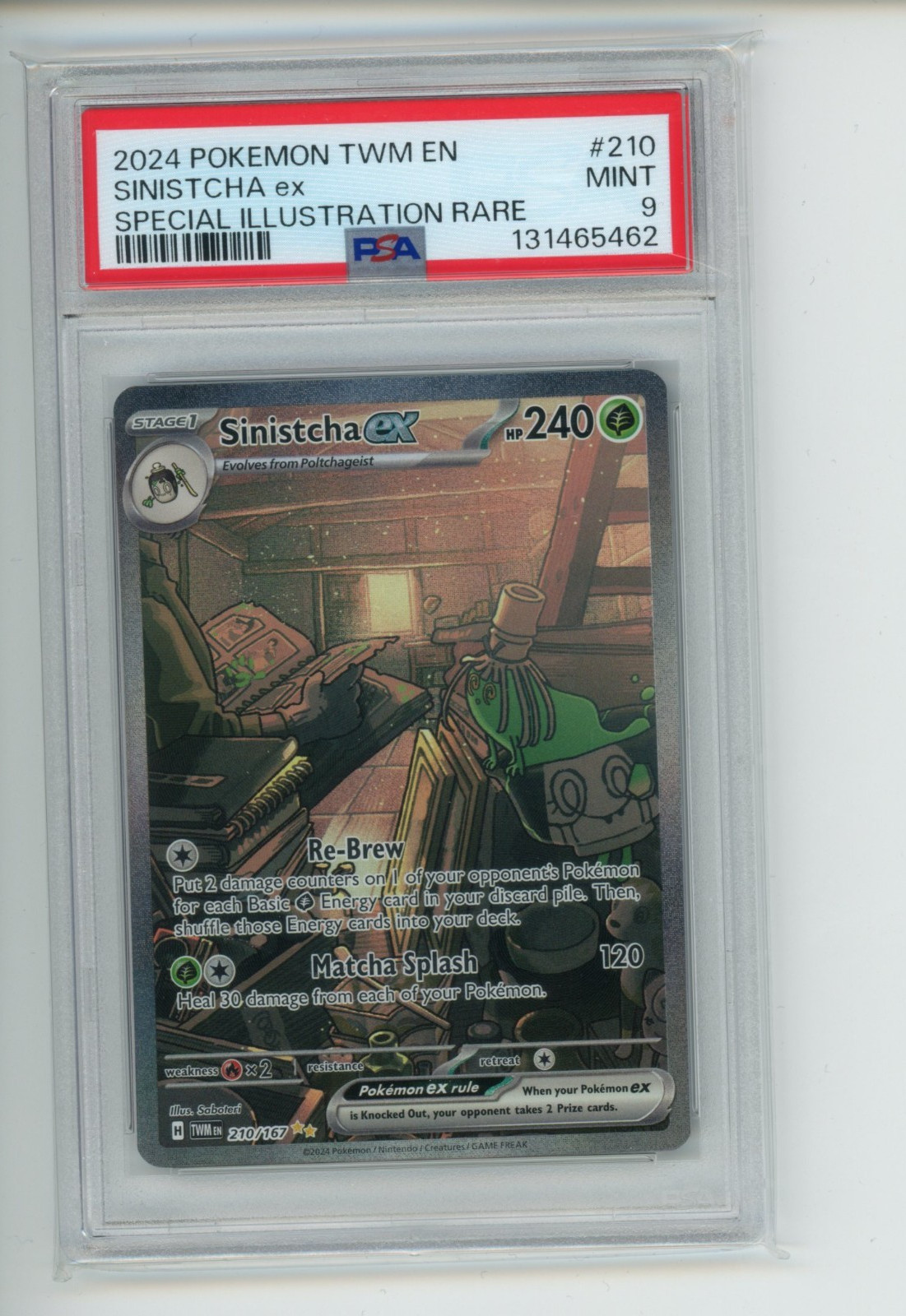 2024 Pokemon Twilight Masquerade Sinistcha EX 210/167 Illustration Rare PSA 9