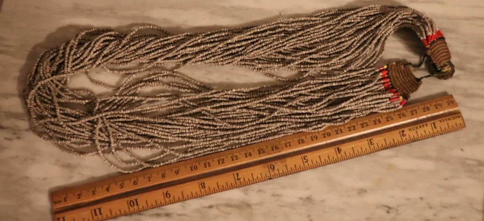 India Birmania Myanmar Konyak Naga Pueblo Cuentas Blancas Collar Foto 3 de 4