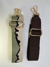 Brown/Green Adjustable Replacement Purse Crossbody Strap Bundle w/Gold Hardware