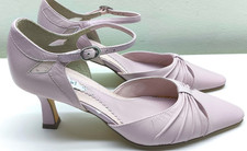 Clarks K pink lilac leather ankle strap heeled sandals shoes size 4 NEW