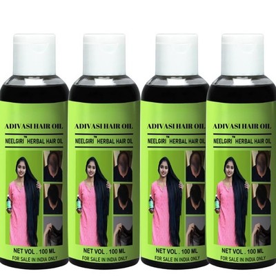 Original Adivasi Neelgiri Herbal Hair Oil - 100ml, Pack of 4 Authentic Herbs