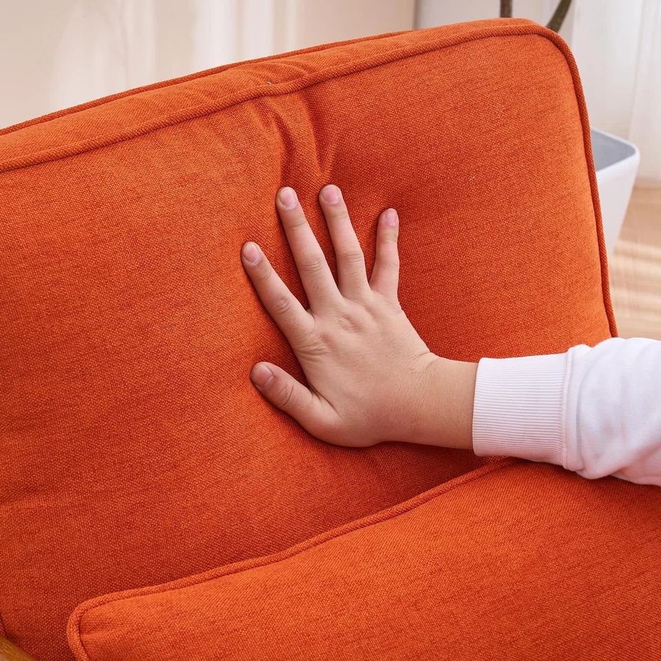 Современное кресло льняная ткань с мягкой обивкой удобное кресло для чтения однотонное - Изображение 4 из 4