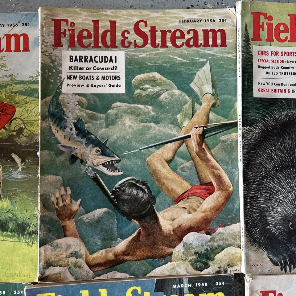 Vintage 1956/58 Lot of 6 Hunting & Fishing Magazines, Field & Stream - Image 3 of 4