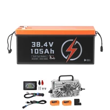 36V 105Ah Golf Cart Lithium Battery 20A Charger LCD Monitor & 4000+ Cycle