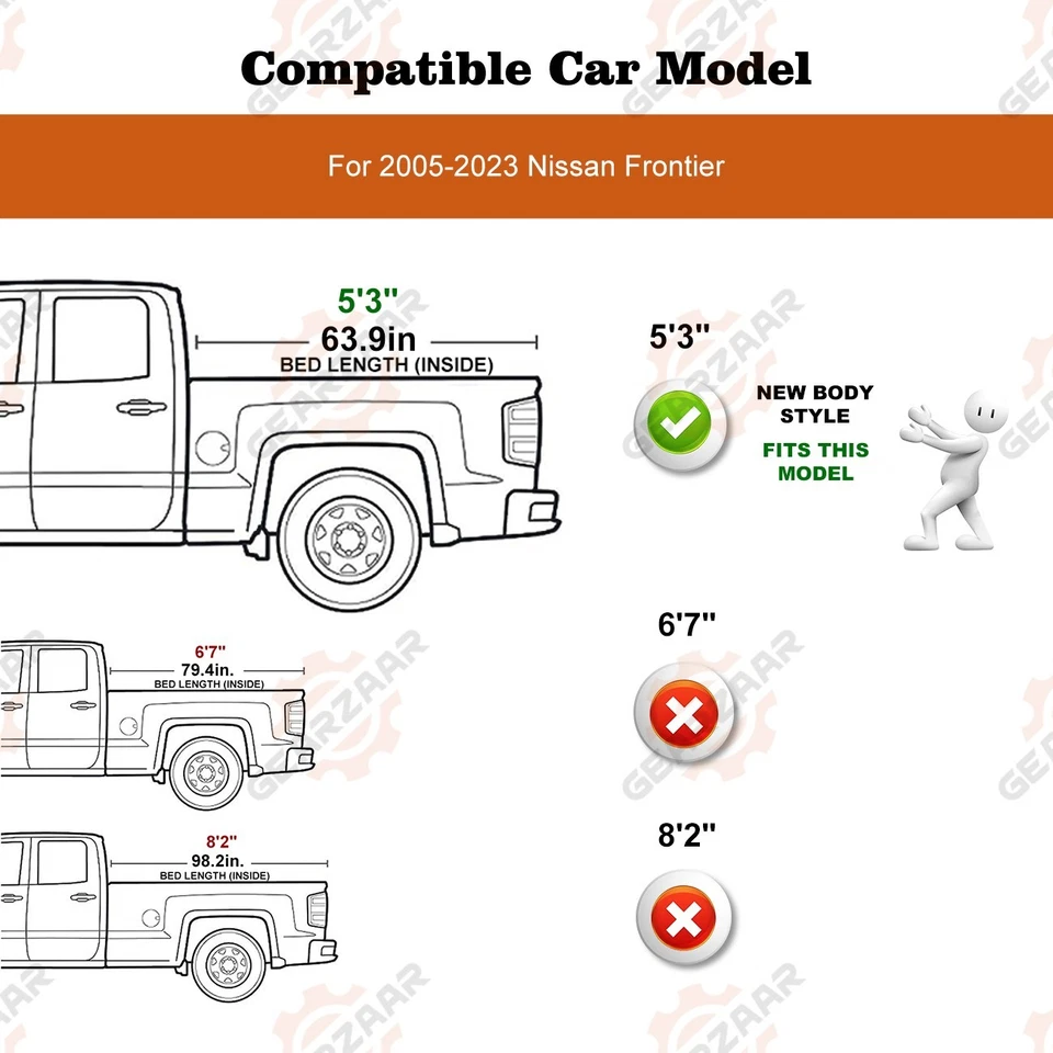 Capa de caçamba rígida 5 pés 3 dobras para Nissan Frontier Bed Truck à prova d'água 2005-2026 - Imagem 2 de 4
