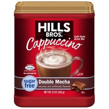 Hills Bros. Sugar Free Cappuccino Mix Double Mocha 12oz, Just Add Water.