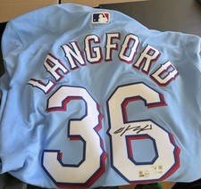 Wyatt Langford Signed Texas Rangers #36 Nike Jersey Fanatics MLB Large