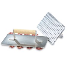 Vollrath 47708 Stamped Chrome Plated Steel Steak Weight w/ Wood Handle