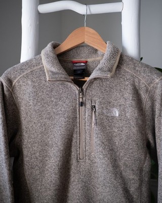 The North Face Quarter Zip Fleece Pullover Tan Beige Men's Medium Outdoor Hiking