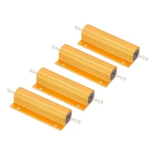 100W 6 Ohm Aluminum Shell Resistor, 4 Pack Aluminum Housing Resistor, Golden