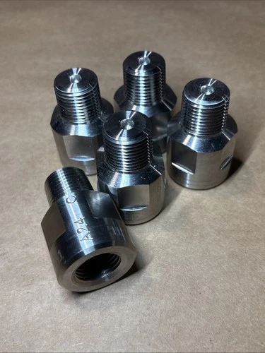 Lot of 5 A24C Stainless Steel Male x Female Thread Adapters 0.82” OD x 1.99”L