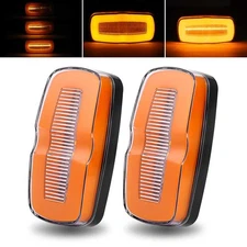2x Amber LED Side Marker Light Truck Trailer RV Flowing Clearance Lamp Indicator