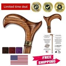 Elegant 36 Inch Walking Cane - Handmade Oak Wood with Derby Handle for Comfort