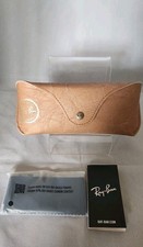 Ray Ban Leather Case W/ Cleaning Cloth Baige Logo New