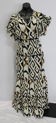 Cienna Women's Cotton Frill Mini Wrap Dress LB3 Monifa Abstract Print Size XL