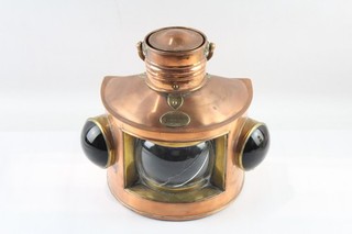 Vintage Ship Lantern Copper & Brass w/ Swing Handle