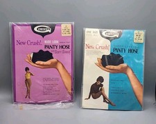 2 Vintage 1971 Gibson New Crush Sheer Stretch Nylon Pantyhose OneSize Blue/Black