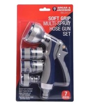 Spear & Jackson Heavy Duty Robust Soft Grip  7 Settings Multi Spray Hose Gun Set