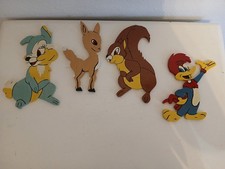 4 Vintage Bambi Thumper Disney And Others Wall Hanging Painted Wood Nursery