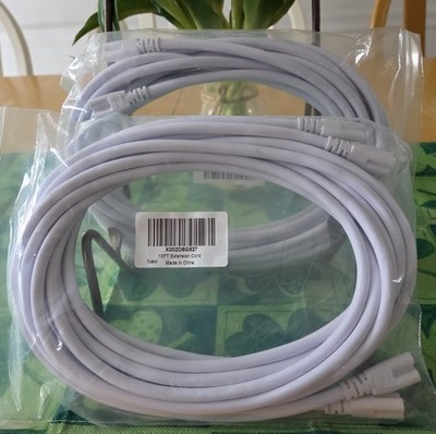 T5 T8 Extension Cords 10 Ft 3 Meter Connector Cord 3-Prong Extended Power Cable