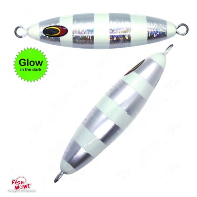 2pcs Eddie Bomb 450g silver GLOW Bluefin tuna Vertical Fast fat Sinking Torpedo
