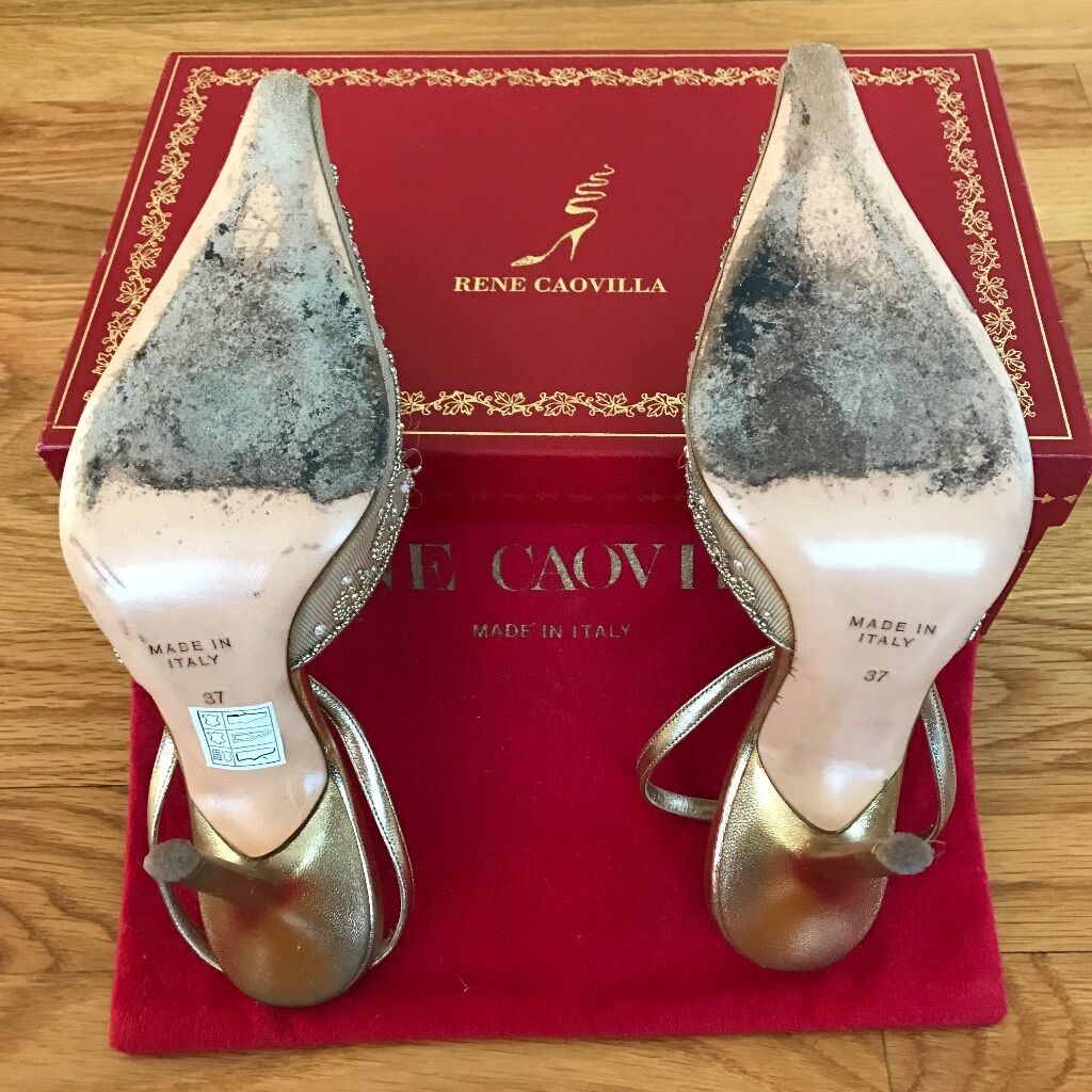 RENE CAOVILLA VENEZIA Women's Gold Mesh Beaded Slingback RENE CAOVILLA VENEZIA Women's Gold Mesh Beaded Slingback