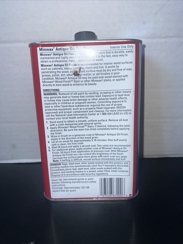 Minwax Antique Oil Finish 1 Quart 32 ounce Hard Finish Soft Lustre New - Picture 4 of 5