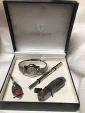 Swiss Navy Gift Set Watch Pen Keychain Multi-Tool 
