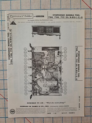 SYMPHONIC 7104 7108 7112 Console Stereo Photofact Folder, SAMS Service Manual