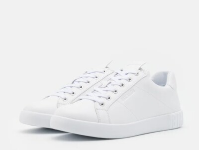$189 BIKKEMBERGS Mens 10.5 SHOES Shieran  Leather Low Top 44 White SNEAKERS NEW