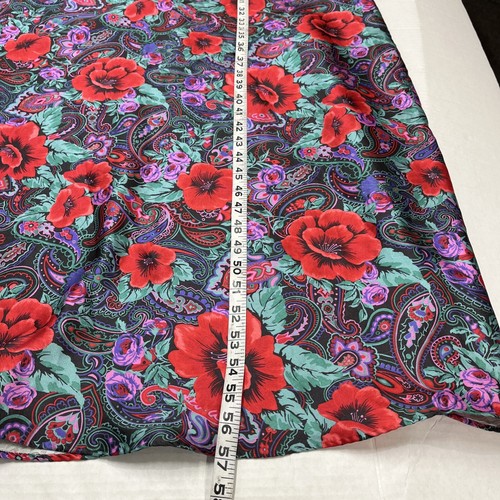 Vintage Slip Dress Womens L Red Satin Floral Maxi Paisley Nightgown 90s Y2K - Picture 3 of 6