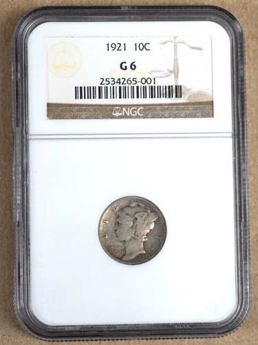 1921 KEY DATE MERCURY DIME NGC G6 265001