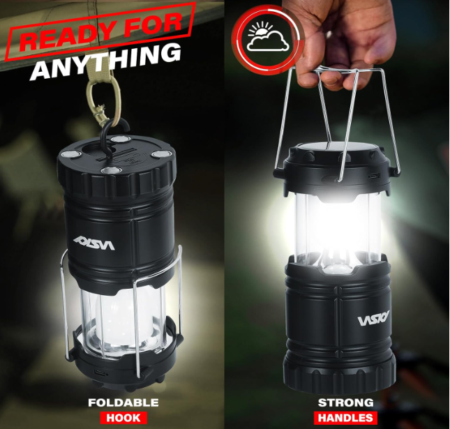 Wsky Solar Camping Lantern 4Pack Rechargeable LED Lights,