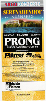 PRONG - 1994 - Ticket - Eintrittskarte - The Cleansing Tour - Nürnberg
